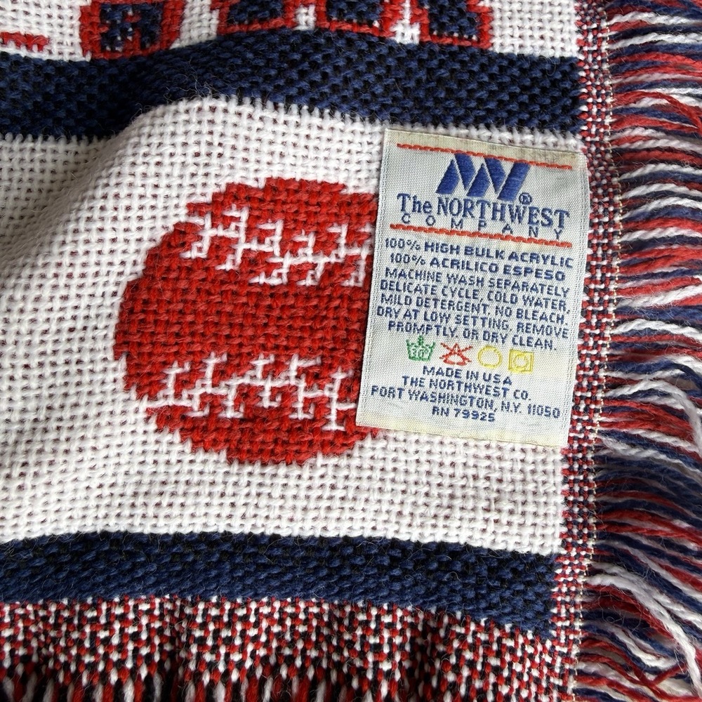 VINTAGE MLB Atlanta Braves Baseball Throw Blanket 56"x 43" Made in USA - Picture 4 of 6